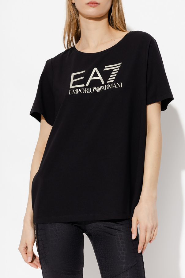 Tシャツ・カットソー EMPORIO ARMANI Women Tops EW000408AF10881UC001 BLACK Emporio Armani Women's Crop Top Cotton Short Sleeve Black
